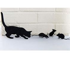 Decorae Katzen- und Mäuse-Silhouetten-Set (4-teiliges Set); Glitzer-Silhouetten-Metallfiguren für Zuhause und Urlaubsdekoration