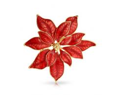 Bling Jewelry Große Blume Weihnachten Urlaub Weihnachtsstern Broschen & Anstecknadeln Pin Rot Emaille Vergoldete Kupferlegierung
