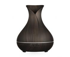 Simpeak Aroma Diffuser 400mL, Ultraschall Air Luftbefeuchter Holz Vasen-Stil mit 7 LED Farben für Schönheitssalon,SPA,Yoga,Schlafzimmer,Wohnzimmer,Konferenzraum - Dunkle Holzmaserung
