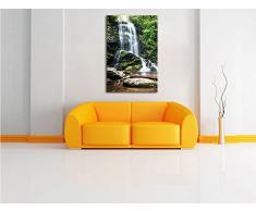Wunderschöner tropischer Wasserfall , Format: 70x100 auf hochkantiges Leinwand, XXL riesige Bilder fertig gerahmt mit Keilrahmen, Kunstdruck auf Wandbild mit Rahmen, günstiger als Gemälde oder Ölbild, kein Poster oder Plakat