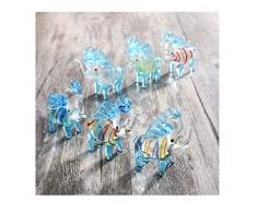 HDCRYSTALGIFTS Crystalsuncatcher 6er Set Elefant Glasfiguren mundgeblasen Glaskunst Tierfigur Mini Glastier Ornamente Elefant