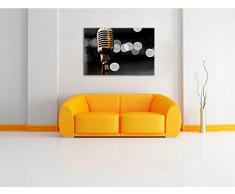 Retro Mikrofon schwarz/weiß Format: 80x60 auf Leinwand, XXL riesige Bilder fertig gerahmt mit Keilrahmen, Kunstdruck auf Wandbild mit Rahmen, günstiger als Gemälde oder Ölbild, kein Poster oder Plakat