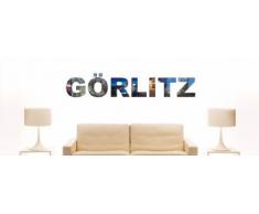 Wandtattoo farbige Wandschrift Städtename Görlitz mit Sehenswürdigkeiten 80 x 15 cm Länge