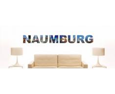 INDIGOS UG - WANDTATTOO / Wandsticker / Wandaufkleber / Aufkleber farbige Wandschrift Städtename Naumburg mit Sehenswürdigkeiten 80 x 9 cm Länge