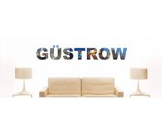 Wandtattoo farbige Wandschrift Städtename Güstrow mit Sehenswürdigkeiten 80 x 13 cm Länge