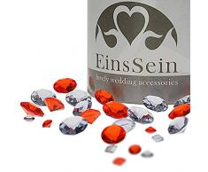 EinsSein 600x Diamantkristalle 12-10- 5mm Mix rot-Silber Dekoration Streudeko Konfetti Tischdeko Hochzeit Diamanten Diamant Glas groß Geburtstag