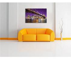 Skyline von Manhattan Bunstift Effekt, Format: 120x80 auf Leinwand, XXL riesige Bilder fertig gerahmt mit Keilrahmen, Kunstdruck auf Wandbild mit Rahmen, günstiger als Gemälde oder Ölbild, kein Poster oder Plakat