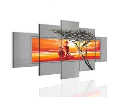 Bilder 200 x 100 cm - Afrika Bild - Vlies Leinwand - Kunstdrucke -Wandbild - XXL Format - mehrere Farben und Größen im Shop - Fertig Aufgespannt - Frau Baum Sonne 000951a