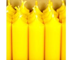 durchgefärbte Stabkerzen, Kerzen hochgereinigt mit rückstandsfreiem Abbrand 250mm x 22mm, Farbe:Gelb, Set mit:8 Stück