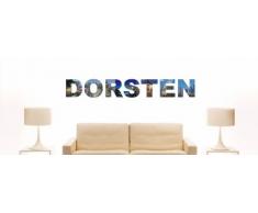 Wandtattoo farbige Wandschrift Städtename Dorsten mit Sehenswürdigkeiten 80 x 11 cm Länge
