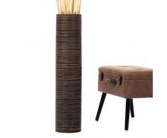 Leewadee Große Bodenvase für Dekozweige hohe Standvase Design Holzvase 90 cm, Mangoholz, braun