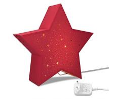 Navaris LED Leuchtstern mit Stromkabel - warmweiß - 31x33x10cm - Deko Sternlampe mit Schalter - ideal zu Weihnachten - Fensterdeko Beleuchtung Rot