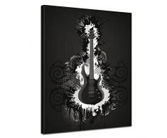 Wandbild - E-Gitarre Illustration - sw - Bild auf Leinwand 30 x 40 cm - Leinwandbilder Bilder als Leinwanddruck Illustration - Musikinstrument - Gitarre