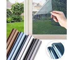 LC&TEAM Fensterfolie Spiegelfolie selbsthaftend Statischer Sichtschutzfolie Sonnenschutzfolie Fenster Folie für Haus Büro, 90 x 200 cm Blau