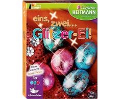 Heitmann Eierfarben eins, Zweiâ¦Glitzer-Ei! - glitzerndes Osternest - Blau, Grün und Rot - Glitzerfolie - Kaltfarben
