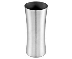 Bella Casa Blumenvase Vaso Stretto rund 10,5 x 25 cm gross silber Edelstahl konisch Bodenvase Dekovase Bogenvase deko Blumentopf Vase Gefäss