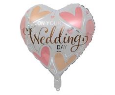 DIWULI, Wedding Day Herzballon, Luftballon in Herzform zur Heirat, Herz Ballon Weiss pink, Herzluftballon, Herzfolienballon, Folien-Luftballon, Folien-Ballon für Hochzeit, Hochzeitstag, Dekoration