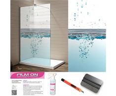 Interfoil Glasdekor Dusche, Druck auf Glasdekorfolie in Sandstrahloptik, hochwertig Bedruckte Glasdekorfolien mit Einer satinierte Oberfläche aus eigener Produktion! (200 x 100 cm)