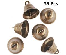 Belle Vous Vintage Glöckchen in Bronze (35 Stk) - 3.8x3.5cm Bronze Glocken Schellen zum Aufhängen für Hunde Türglocke, Töpfchentraining, Windspiel, Weihnachtsdeko, Geschenkanhänger, Weihnachtsglocke