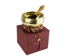 Klangschalen Geschmackvolle Geschenk Box, Dhyani Buddha, inkl. einem Ring mit Drachenmuster sowie einem Holz-/ Lederklöppel -5109-
