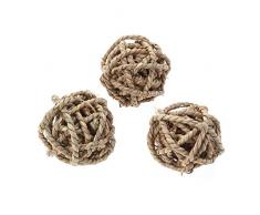 POPETPOP 3 Stück Gewebtes Rattan-Ball Spielzeug Wasserspielzeug, Grasball, Haustierspielzeug, Wasserweberei, Rattan-Ball, Handwerk, 7 cm