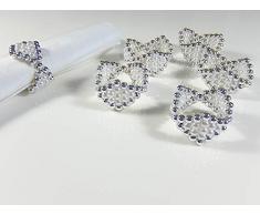 6 handgemachte Serviettenringe silberfarben weiß Tischdeko Tischschmuck