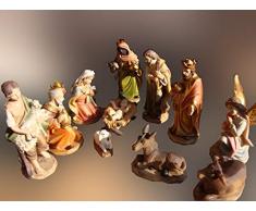 BTV Große Premium Krippenfiguren 12 -TLG. Set, hochwertige Ausführung und feine Mimik, handbemalt - Premium Figuren für große Holz Weihnachtskrippe Zubehör
