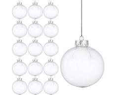 15 Weihnachtskugeln aus transparentem Kunststoff – befüllbare DIY Christbaumkugeln aus Plastik – klare und durchsichtige Kunststoffkugeln zum Befüllen als Christbaumschmuck oder zum Dekorieren