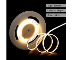 DANCRA LED Neon Lichtschlauch 5M 24V DC ultradünne 4mm flexible Biegung super leicht kein Blenden warmweiß Wasserdicht LED Streifen für Badezimmer Schrank Spiegel Fenster Zeichen Store Dekoration