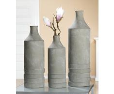 GILDE Keramik Flaschenvase Disc Beton grau H = 48 cm D = 1,45 cm