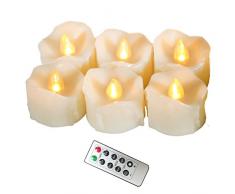 Erosway Flammenlose Kerzen, realistisch Flackernde LED Teelichter elektrische Kerzen, 300 Stunden Nonstop Leuchten mit Fernbedienung und 2/4/6/8 Stunden-Timer. Elfenbeinfarbe. 6 Stück/Paket
