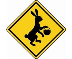 U24 Aufkleber Vorsicht Osterhase 20 x 20 cm Autoaufkleber Sticker