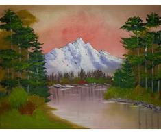 Landschaft in rosa Ölbild auf Leinwand, Gemälde, Wandbild