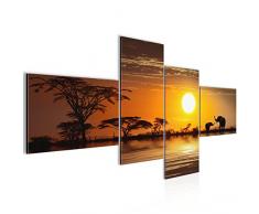 Runa Art Bilder Afrika Elefant Wandbild 200 x 100 cm Vlies - Leinwand Bild XXL Format Wandbilder Wohnzimmer Wohnung Deko Kunstdrucke Orang 4 Teilig - Made IN Germany - Fertig zum Aufhängen 000541a