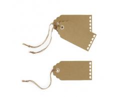 Brown Wellenschliff Gepäck / Geschenkanhänger X 10 mit Twine - Ginger Ray