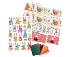 com-four® 78-teiliges Dekoset für Ostereier mit Stickern, Schrumpffolie und Eierfarbe - Eierdeko für Ostern - Osterdekoration - Ostereier färben (078-tlg - Deko für Eier)