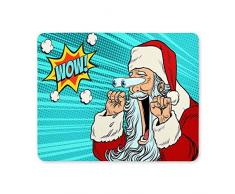 Wow Santa Claus Weihnachtsfigur Retro Pop Art Rechteck Rutschfeste Gummi Mousepad Mauspads / Mausmatten Etui Cover für Office Home Frau Mann Angestellter Chef Arbeit