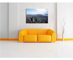 New York City Panorama, Format: 120x80 auf Leinwand, XXL riesige Bilder fertig gerahmt mit Keilrahmen, Kunstdruck auf Wandbild mit Rahmen, günstiger als Gemälde oder Ölbild, kein Poster oder Plakat