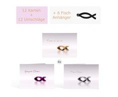 12 schlichte blanko Osterkarten (Klappkarten) im Set DIN A6 inkl. 12x haftklebender Umschlag (C6) inkl. 6 Anhänger Grußkarten für Ostern ︱Ostergrüße Kartenset christlich 12 Karten Umschläge Faltkarten