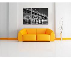 Monocrome, Skyline von Manhattan 3-Teiler Leinwandbild 120x80 Bild auf Leinwand, XXL riesige Bilder fertig gerahmt mit Keilrahmen, Kunstdruck auf Wandbild mit Rahmen, gänstiger als Gemälde oder Ölbild, kein Poster oder Plakat