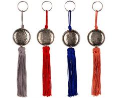 4er Set Orientalische Schlüsselanhänger 18cm (2) | Marokkanische Christbaumschmuck als Dankeschön Geschenke | Quasten mit Schlüsselring als Taschenanhänger Deko Anhänger für Auto Handy Rucksack
