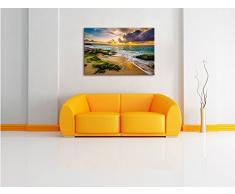 Sonnuntergang auf Hawaii, Format: 120x80 auf Leinwand, XXL riesige Bilder fertig gerahmt mit Keilrahmen, Kunstdruck auf Wandbild mit Rahmen, günstiger als Gemälde oder Ölbild, kein Poster oder Plakat