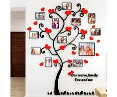 Vivilineneu Wandaufkleber mit Bilderrahmen 3D Acryl Wandtattoos Wandsticker Familie Foto Baum Sticker für Wohnzimmer Schlafzimmer Kinderzimmer Deko (Rot)