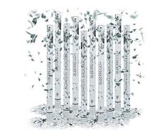 Relaxdays 10 x Party Popper 80 cm im Konfettikanonen Set, Konfetti Bombe für Hochzeit und Geburtstag, Konfetti Shooter 6-8 m Effekthöhe, Silber metallic