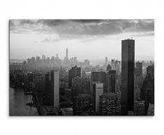 50x70cm Wandbild Fotoleinwand Bild in Schwarz Weiss Stadt Gebäude New York -city Manhattan Sonnenstrahlen