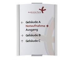 FRANKFURT Wandschild DIN A3 hoch | 420 x 317 mm | Aluminium silber | entspiegelte Abdeckung | einfache Montage zum Schrauben | Leitsystem | Türschild Büro | Büroschild