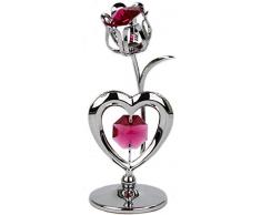 Rieser Interieur Kristall Glas Statue Rose mit Herz rot Chrome überzogen Made with Swarovski Elements