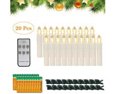 20er LED Kerzen,EXTSUD LED Weihnachtskerzen mit Batterien&Fernbedienung, IP64 Dimmbar Kerzenlichter Warmweiß Flammenlose Kerzen für Weihnachtsbaum,Weihnachtsdeko,Hochzeitsdeko,Geburtstags,Party