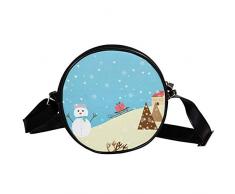 Bennigiry Damen Umhängetasche Weihnachtsdorf rund Umhängetasche Top Handtasche