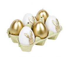 holzalbum 6 Stück goldene Ostereier Kerzen aus Wachs Osterkerzen Eierkerzen 6er Set